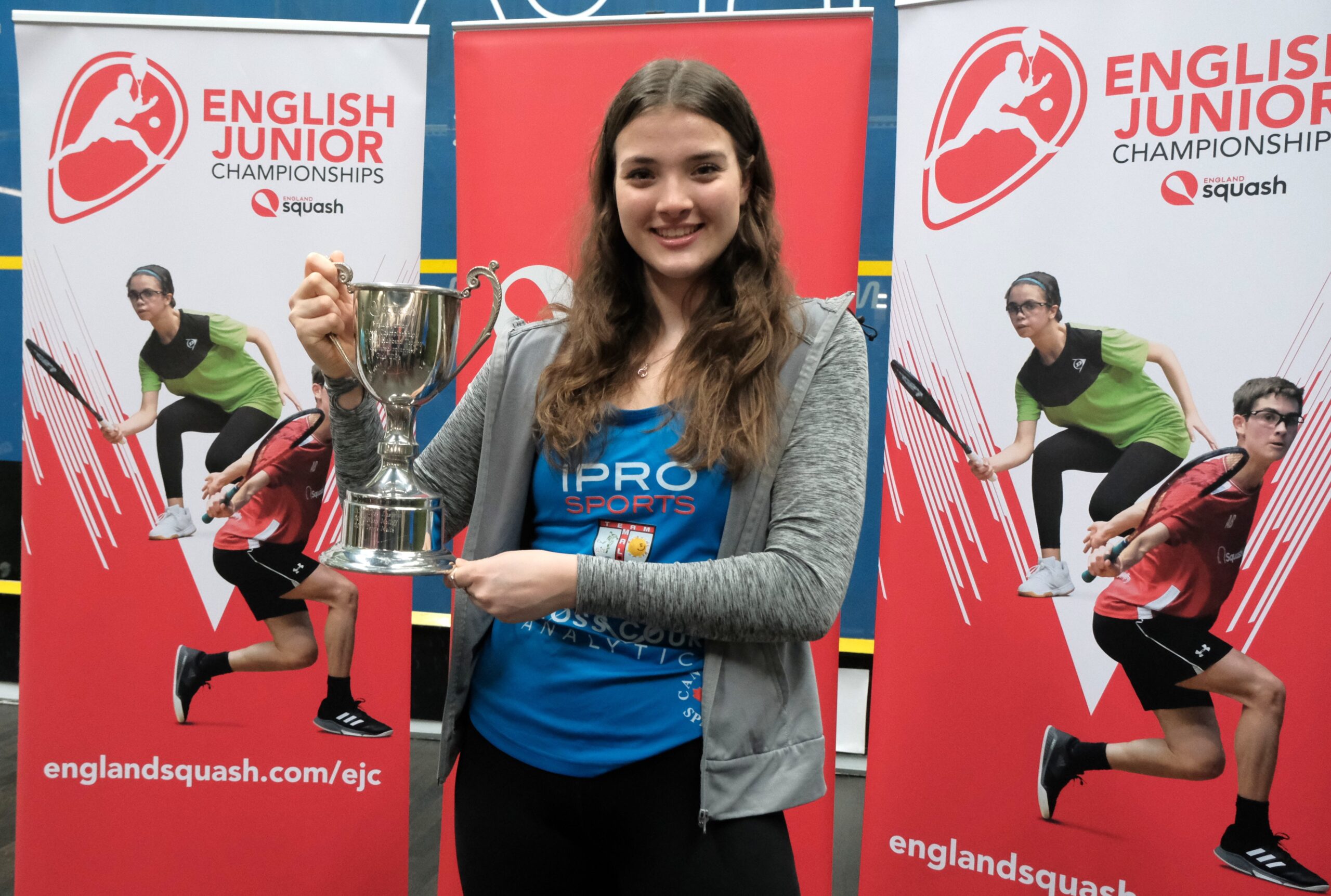 Torrie Malik with the English Junior Championships trophy.